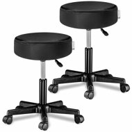 Taburet pe roți BONY, Ø35cm, negru