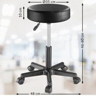 Taburet pe roți BONY, Ø35cm, negru