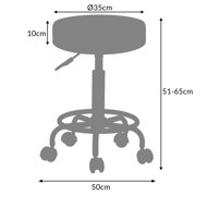 Taburet pe roți OXANA cu suport pentru picioare, Ø35cm alb