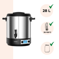 Încălzitor pentru ceai/vin/punch DION, 28L, argintiu