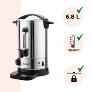 Încălzitor pentru vin/ceai COZY, 6,8l, argintiu  