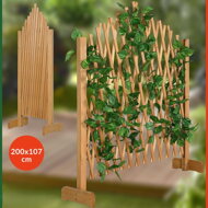Grilaj din lemn ROSEMARY pentru flori, 200x107cm, maro natural