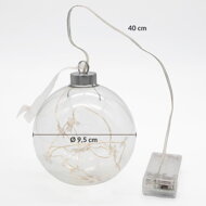 Glob de Crăciun LED, sticlă transparentă Ø9,5cm, alb cald