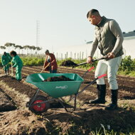 Roabă GREG cu cuvă din plastic, capacitate max. 100l/150kg, verde/negru