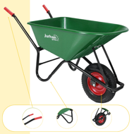 Roabă GREG cu cuvă din plastic, capacitate max. 100l/150kg, verde/negru