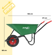 Roabă GREG cu cuvă din plastic, capacitate max. 100l/150kg, verde/negru