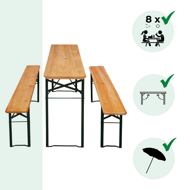 Set de masă pentru bere KLASIK, 170cm, maro natural