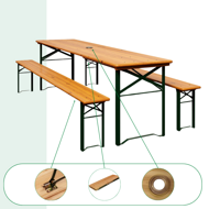 Set de masă pentru bere KLASIK, 170cm, maro natural