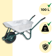 Roabă GREEN BARRY zincată, capacitate max. 100l/250kg, argintiu/negru