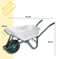 Roabă GREEN BARRY zincată, capacitate max. 100l/250kg, argintiu/negru