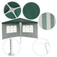 Cort de petrecere / pavilion RAFAEL 3 x 3 m alb-verde, cu dungi - inclusiv 2 părți laterale