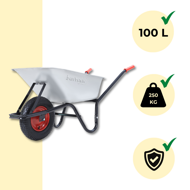 Roabă BARRY zincată, capacitate max. 100l/250kg, argintiu/negru