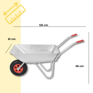 Roabă LARRY zincată, capacitate max. 80l/100kg, argintiu/negru