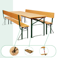 Set de masă pentru bere PRAKTIK cu spătar, 170cm, maro