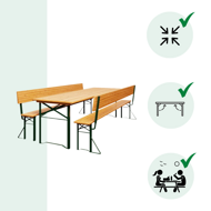 Set de masă pentru bere PRAKTIK cu spătar, 170cm, maro