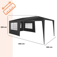 Cort de petrecere NEAPOL, 3x6m, antracit