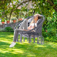 Scaun suspendat BOHO cu perne, Ø61cm, antracit  
