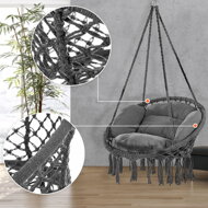 Scaun suspendat BOHO cu perne, Ø61cm, antracit  