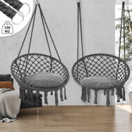 Scaun suspendat BOHO cu perne, Ø61cm, antracit  