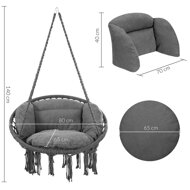 Scaun suspendat BOHO cu perne, Ø61cm, antracit  