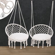 Scaun suspendat BOHO cu perne, Ø61cm, bej  