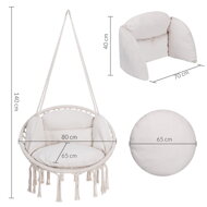 Scaun suspendat BOHO cu perne, Ø61cm, bej  