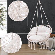 Scaun suspendat BOHO cu perne, Ø61cm, bej  