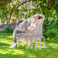 Scaun suspendat BOHO cu perne, Ø61cm, bej  