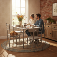 Set de mese de dining PAUL, 5 bucăți, catifea albă