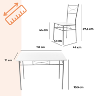 Set de mese de dining PAUL, 5 bucăți, catifea albă