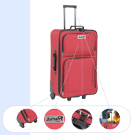 Set de valize de călătorie TRAVEL, 5 piese, roşu