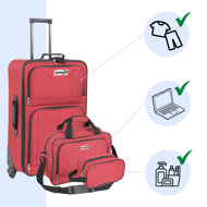 Set de valize de călătorie TRAVEL, 5 piese, roşu