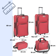 Set de valize de călătorie TRAVEL, 5 piese, roşu