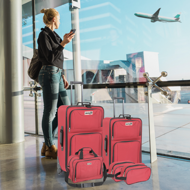Set de valize de călătorie TRAVEL, 5 piese, roşu
