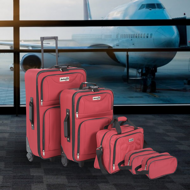 Set de valize de călătorie TRAVEL, 5 piese, roşu
