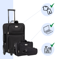 Set de valize de călătorie TRAVEL, 5 piese, negru