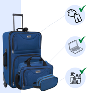 Set de valize de călătorie TRAVEL, 5 piese, albastru închis