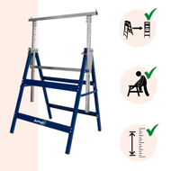 Capre telescopice de schelă DANNY, set 2 bucăți, max. 200 kg, 69x57x81-130cm, argintiu/albastru