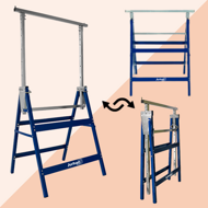 Capre telescopice de schelă DANNY, set 2 bucăți, max. 200 kg, 60 x 56 x 81-130cm, argintiu/albastru