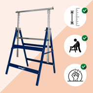 Capre telescopice de schelă DANNY, set 2 bucăți, max. 200 kg, 60 x 56 x 81-130cm, argintiu/albastru