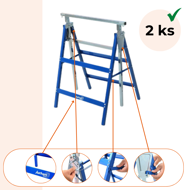 Capre telescopice de schelă DANNY, set 2 bucăți, max. 200 kg, 60 x 56 x 81-130cm, argintiu/albastru