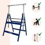 Capre telescopice de schelă DANNY, set 2 bucăți, max. 200 kg, 60 x 56 x 81-130cm, argintiu/albastru