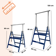 Capre telescopice de schelă DANNY, set 2 bucăți, max. 200 kg, 60 x 56 x 81-130cm, argintiu/albastru