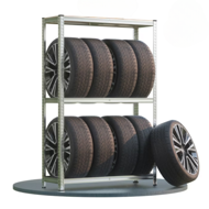 Raft pentru anvelope TYRE, 120x40x180cm, max. 795kg, oțel/deschis maro