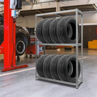 Raft pentru anvelope TYRE, 120x40x180cm, max. 795kg, oțel/deschis maro