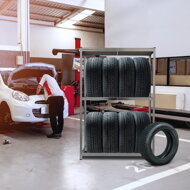 Raft pentru anvelope TYRE, 120x40x180cm, max. 795kg, oțel/deschis maro