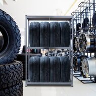 Raft pentru anvelope TYRE, 120x40x180cm, max. 795kg, oțel/deschis maro