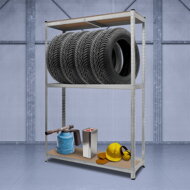 Raft pentru anvelope TYRE, 120x40x180cm, max. 795kg, oțel/deschis maro
