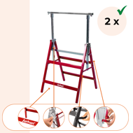 Capre telescopice de schelă DANNY, set 2 bucăți, max. 200 kg, 60 x 56 x 81-130cm, argintiu/roșu