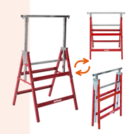 Capre telescopice de schelă DANNY, set 2 bucăți, max. 200 kg, 60 x 56 x 81-130cm, argintiu/roșu